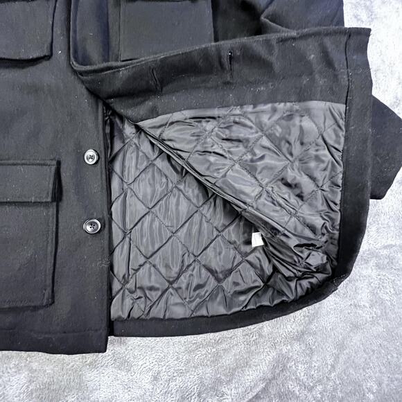 Old Navy Wool Blend Field Jacket Mens Medium Black Quilted Lined Chore Coat - Picture 5 of 11